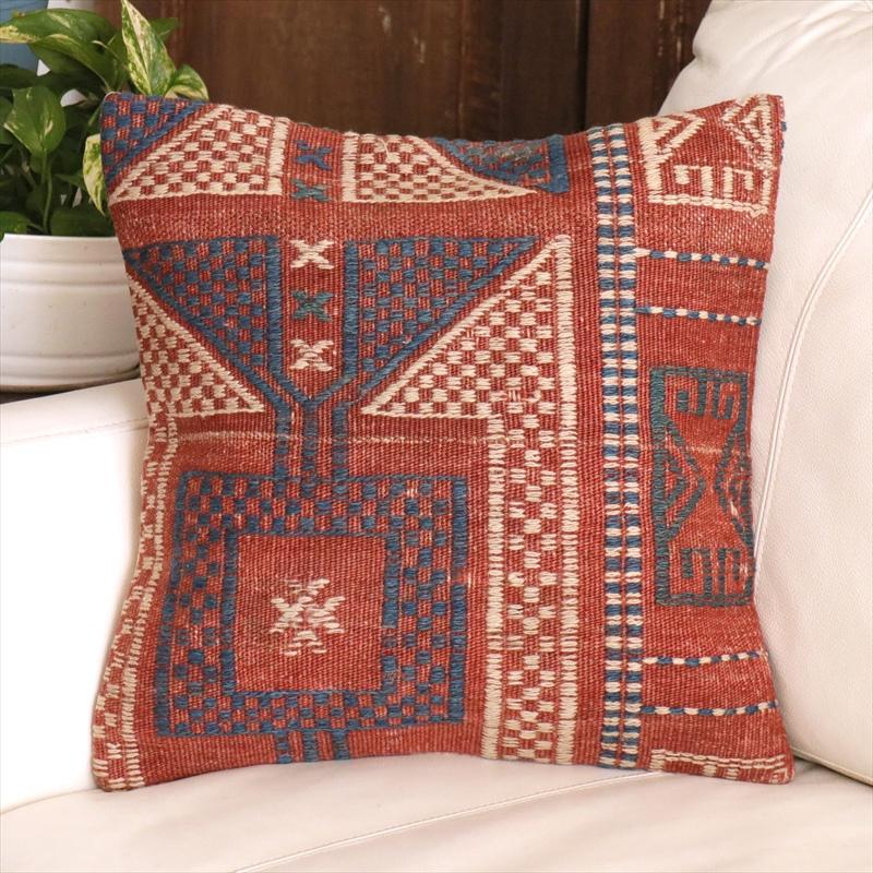 オールドキリム クッションカバー 40cm角 40×40cm ベルガマ ジジム | 