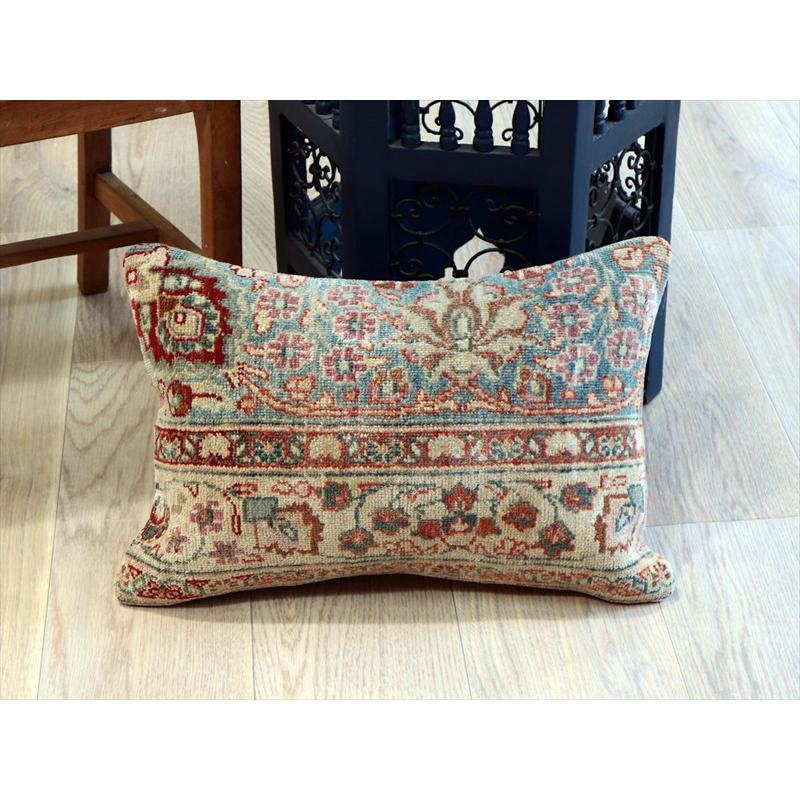 トライバルラグ 絨毯クッション 50×34cm コンヤ・ブルー＆レッド/横長 Lumber Pillow |  | 02