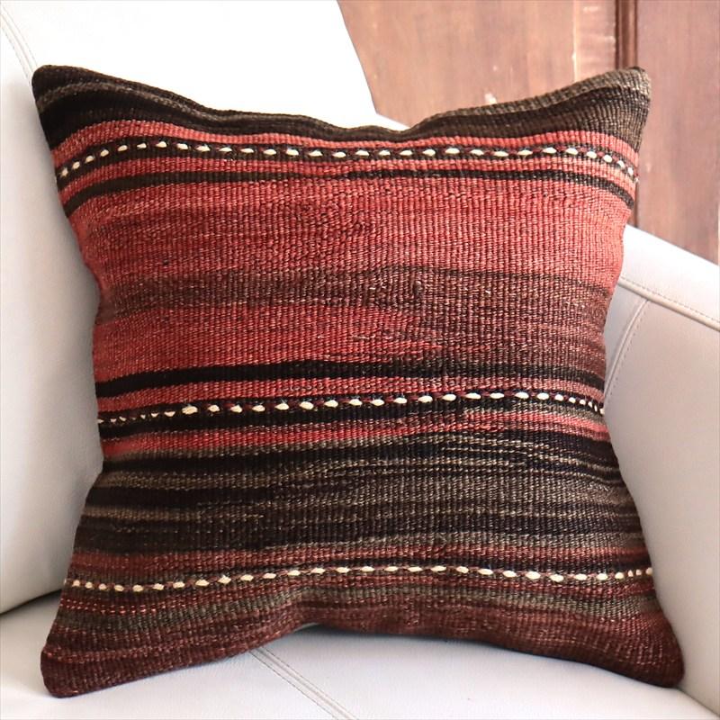 オールドキリムクッションカバー 40cm角サイズ 39×39cm レッド＆ブラウングラデーション | 