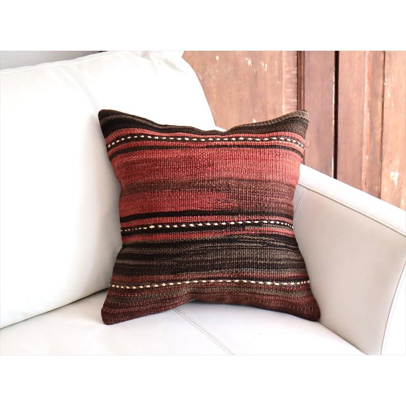 オールドキリムクッションカバー 40cm角サイズ 39×39cm レッド＆ブラウングラデーション |  | 01