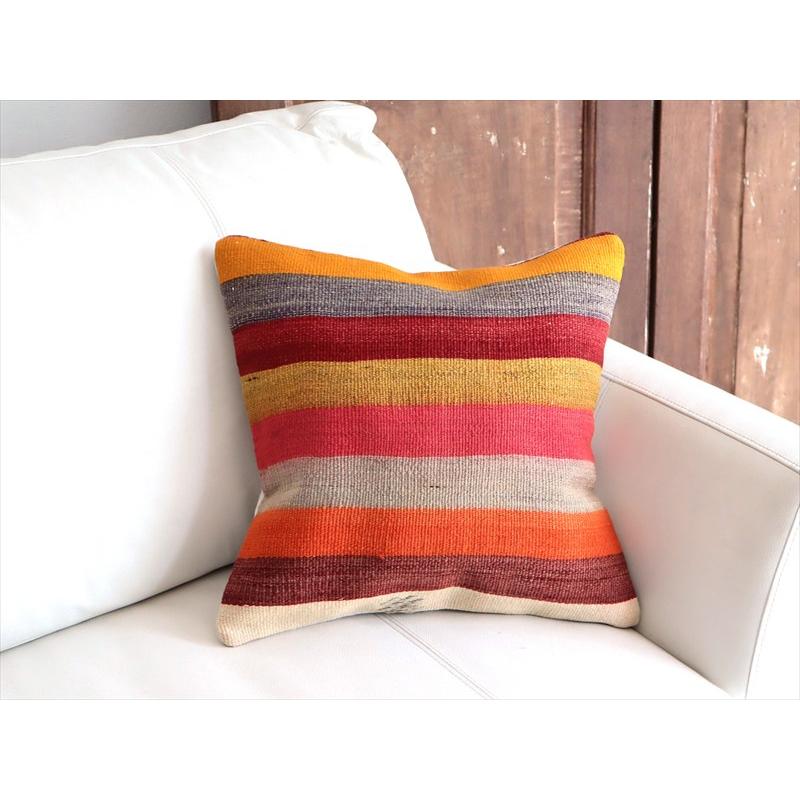 オールドキリムクッションカバー 40cm角サイズ 39×39cm カラフルボーダー |  | 01