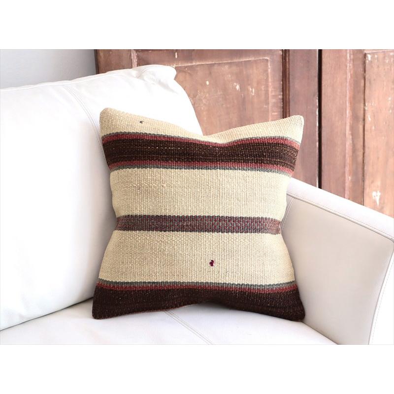 オールドキリムクッションカバー 40cm角サイズ 40×39cm ナチュラル シンプル ボーダー |  | 01