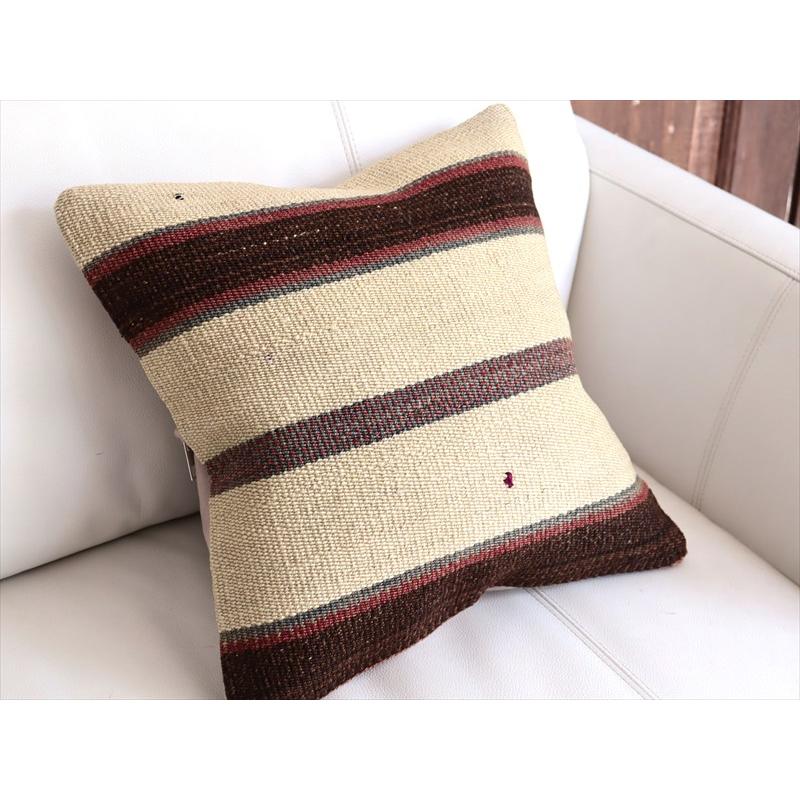 オールドキリムクッションカバー 40cm角サイズ 40×39cm ナチュラル シンプル ボーダー |  | 02