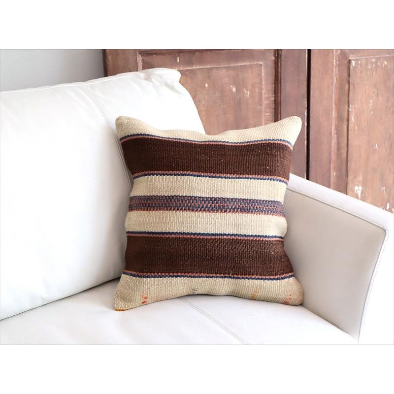 オールドキリムクッションカバー 40cm角サイズ 38×38cm ナチュラル シンプル ボーダー |  | 01