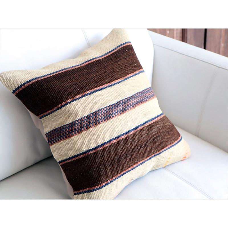 オールドキリムクッションカバー 40cm角サイズ 38×38cm ナチュラル シンプル ボーダー |  | 02