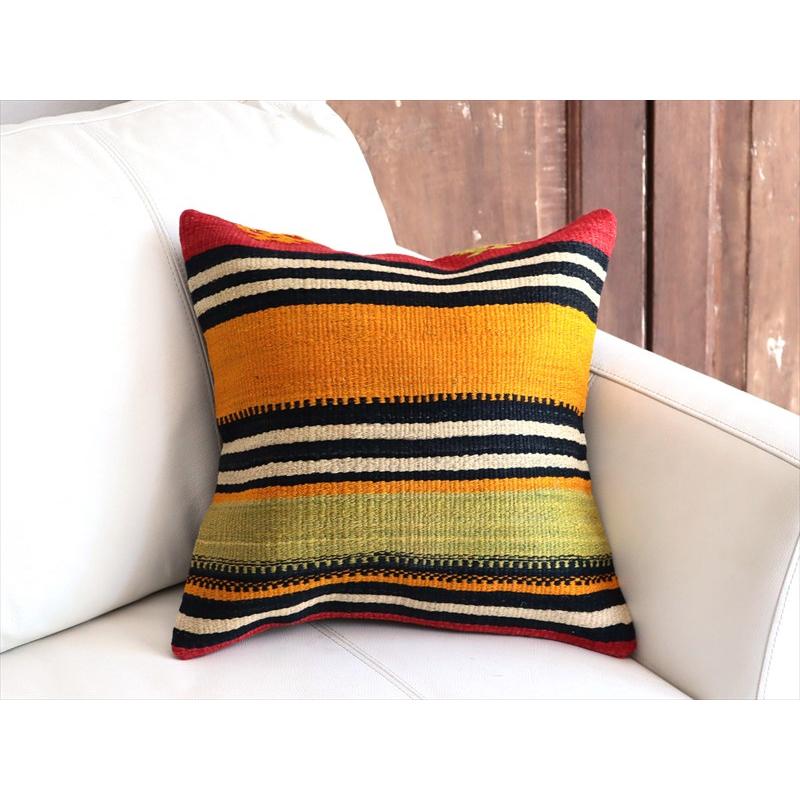オールドキリムクッションカバー 40cm角サイズ 40×39cm カラフルボーダー |  | 01