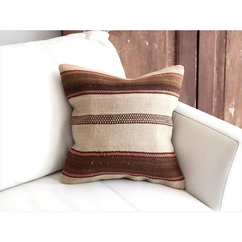 オールドキリムクッションカバー 40cm角サイズ 40×30cm ナチュラル シンプル ボーダー |  | 01