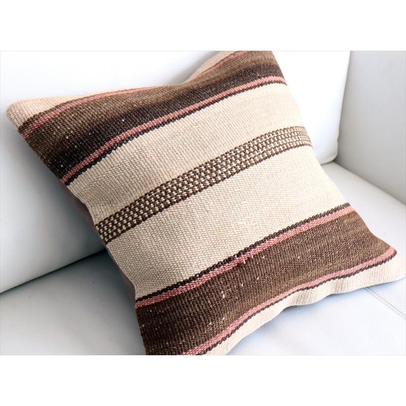 オールドキリムクッションカバー 40cm角サイズ 40×30cm ナチュラル シンプル ボーダー |  | 02
