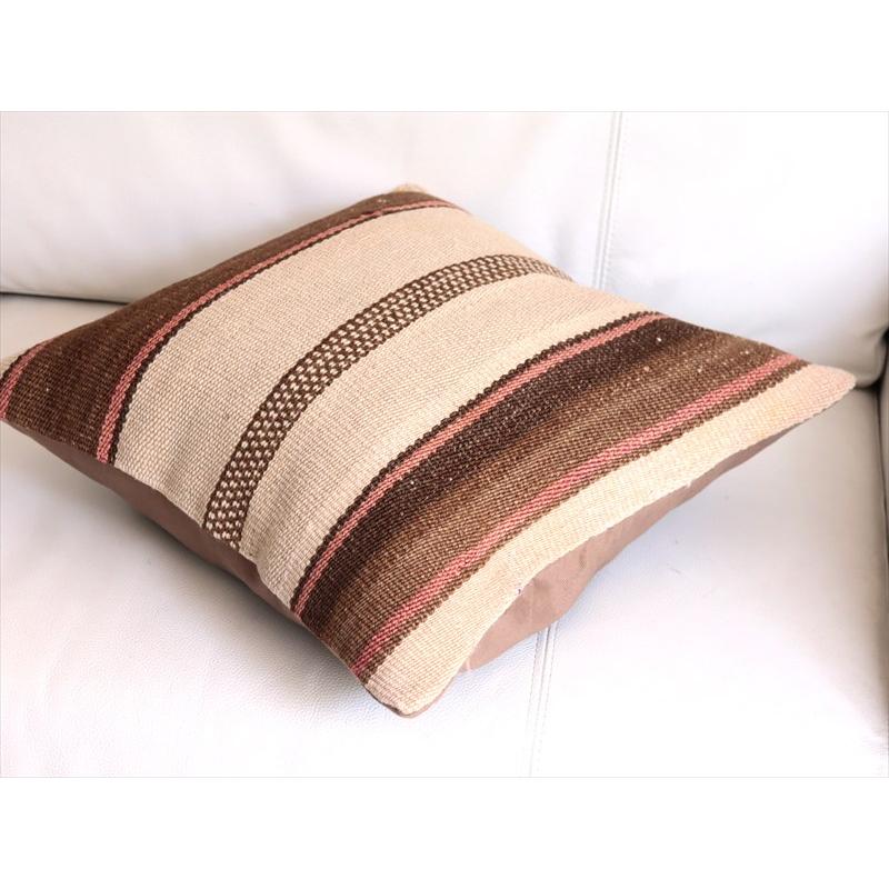 オールドキリムクッションカバー 40cm角サイズ 40×30cm ナチュラル シンプル ボーダー |  | 03