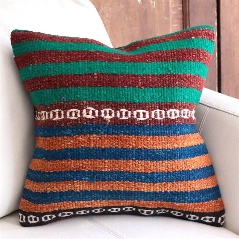 オールドキリムクッションカバー 40cm角サイズ 40×40cm カラフルボーダー | 