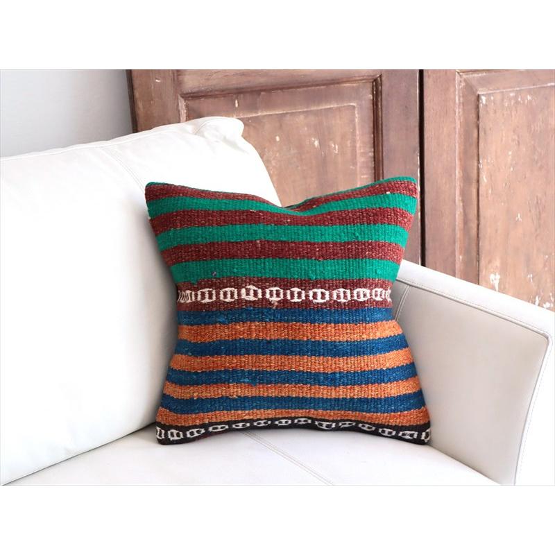 オールドキリムクッションカバー 40cm角サイズ 40×40cm カラフルボーダー |  | 01