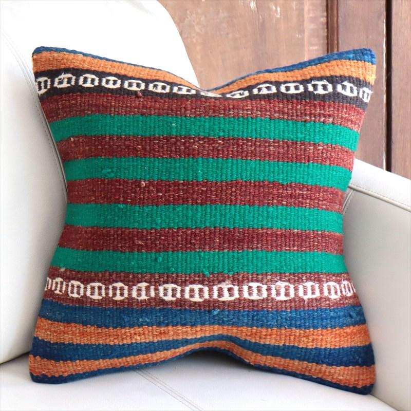 オールドキリムクッションカバー 40cm角サイズ 39×39cm カラフルボーダー | 