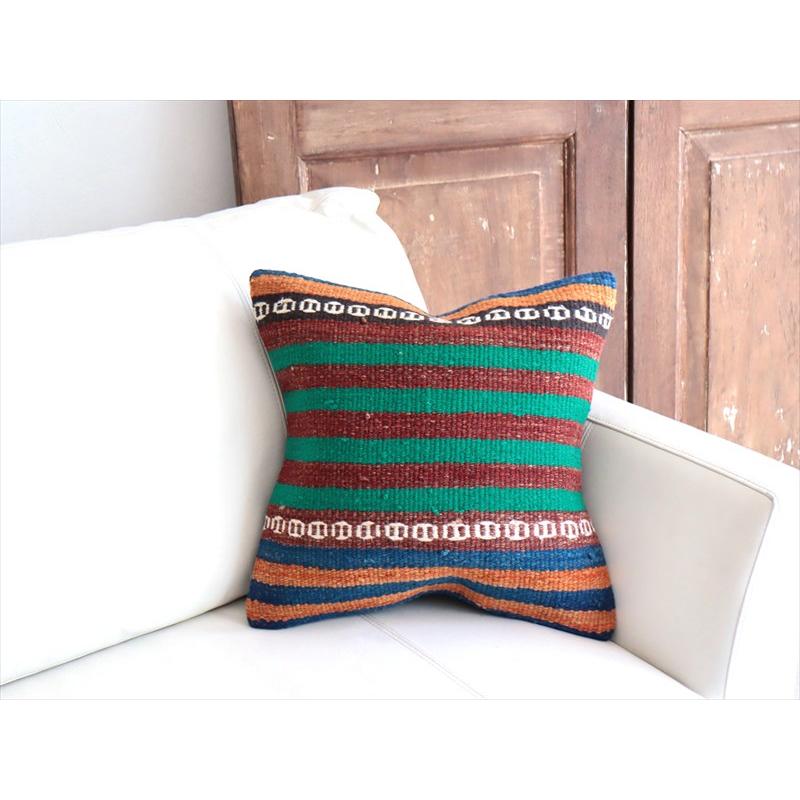 オールドキリムクッションカバー 40cm角サイズ 39×39cm カラフルボーダー |  | 01