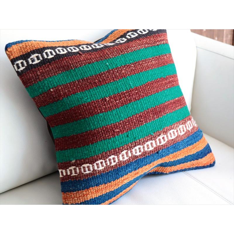 オールドキリムクッションカバー 40cm角サイズ 39×39cm カラフルボーダー |  | 02