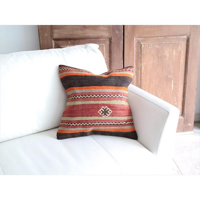 オールドキリム 40cm角クッションカバー 40×41cm ボーダー・ジジム Old Kilim Cushion |  | 01