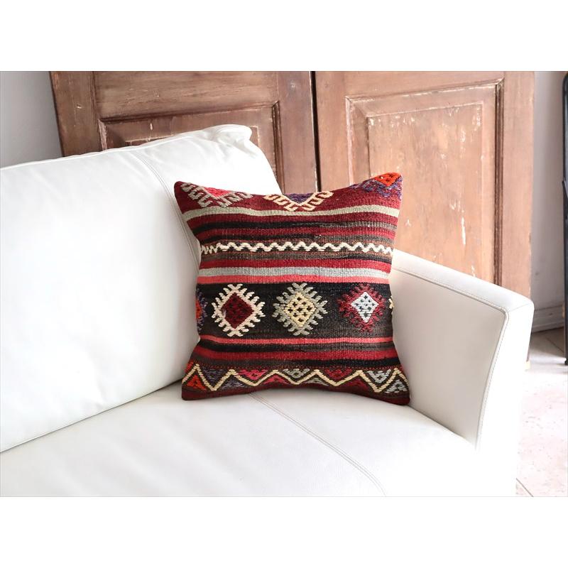 オールドキリム 40cm角クッションカバー 39×39cm ボーダー・ジジム Old Kilim Cushion |  | 01