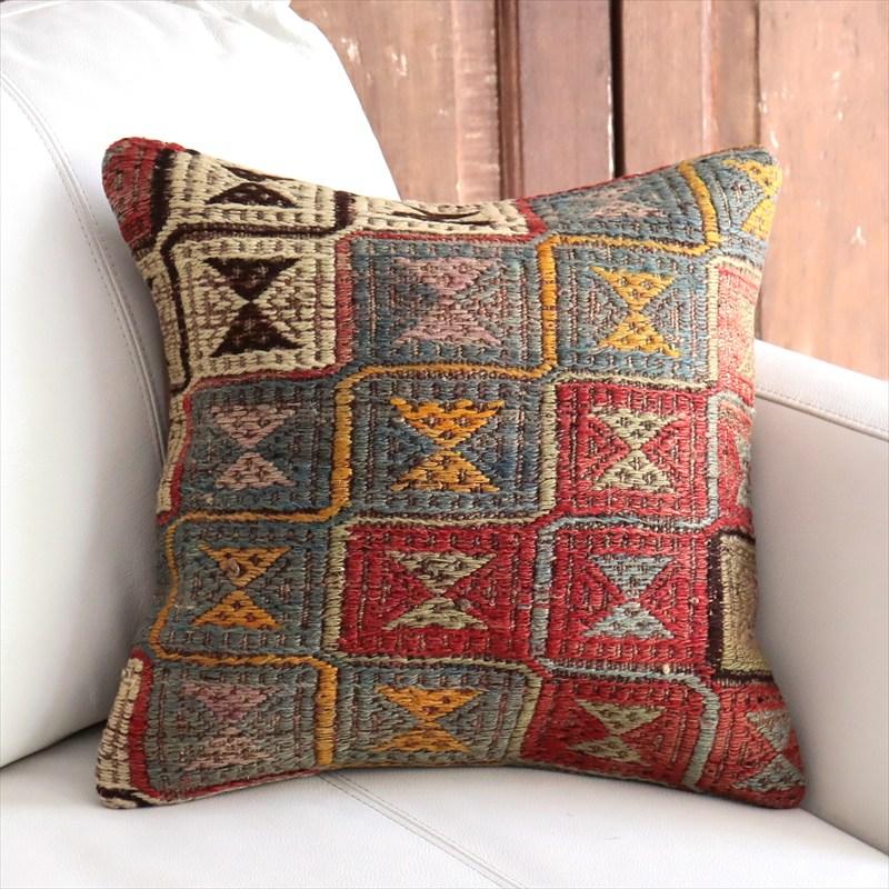 オールドキリム 40cm角クッションカバー 39×39cm ジジム織り  Old Kilim Cushion | 