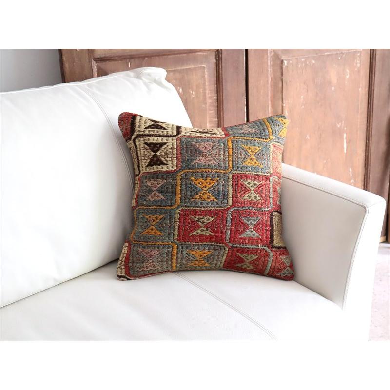オールドキリム 40cm角クッションカバー 39×39cm ジジム織り  Old Kilim Cushion |  | 01