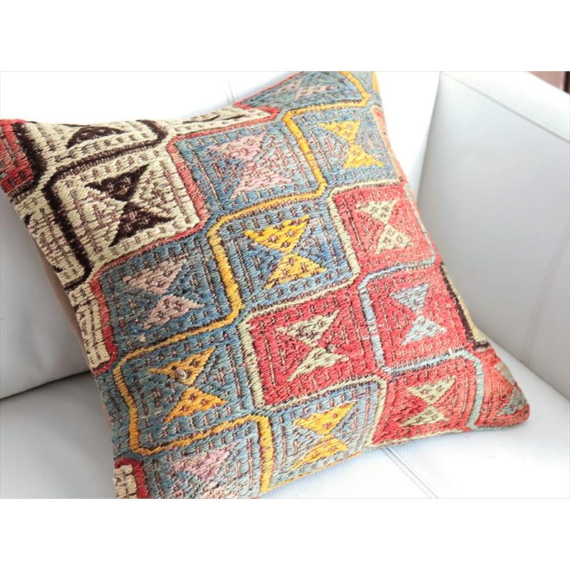 オールドキリム 40cm角クッションカバー 39×39cm ジジム織り  Old Kilim Cushion |  | 02