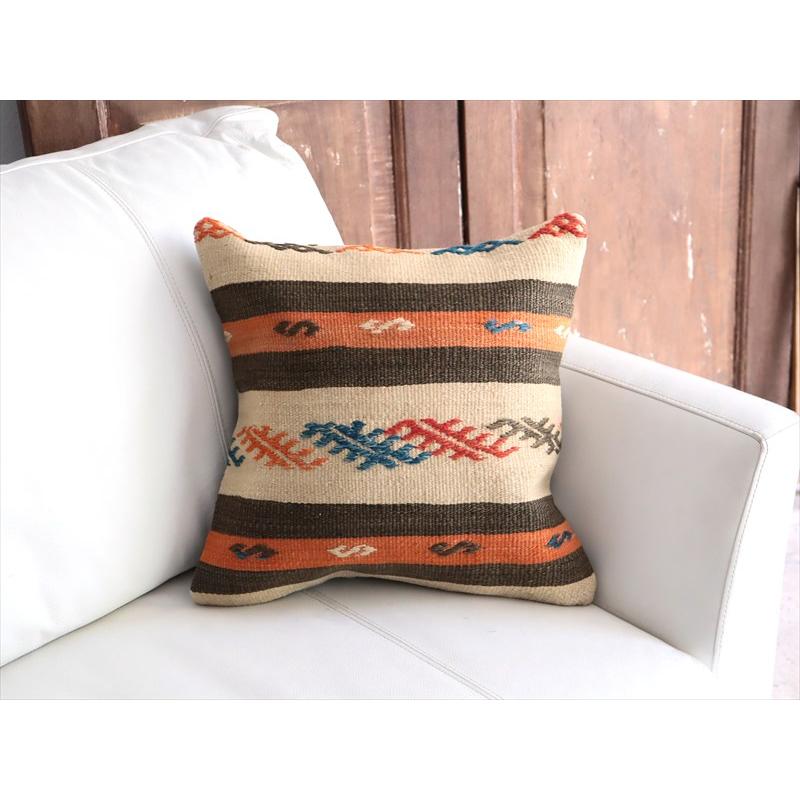 オールドキリム 40cm角クッションカバー 39×39cm ボーダー・ジジム Old Kilim Cushion |  | 01