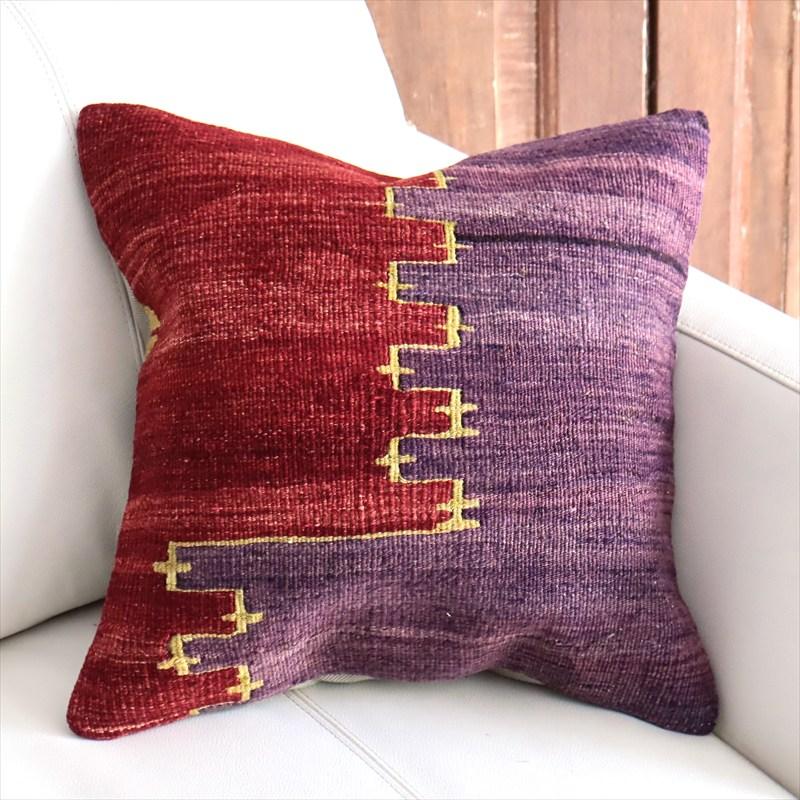 オールドキリム 40cm角クッションカバー 40×40cm シンプルなツートーン Old Kilim Cushion | 