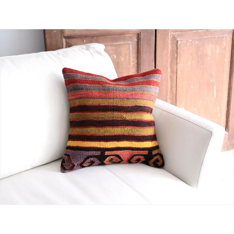 オールドキリム 40cm角クッションカバー 39×39cm ボーダー Old Kilim Cushion |  | 01