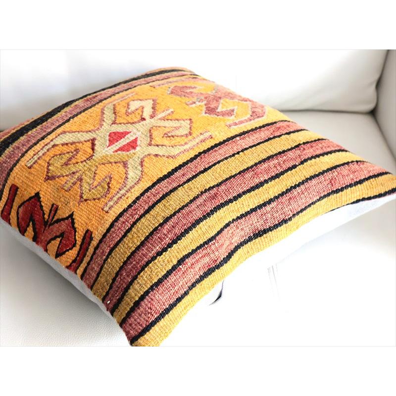 オールドキリム 40cm角クッションカバー 40×40cm イエローオレンジ Old Kilim Cushion |  | 03