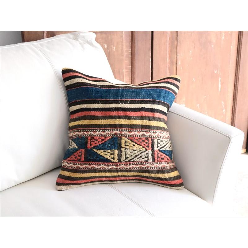 オールドキリム 40cm角クッションカバー 40×40cm ボーダー・ジジム Old Kilim Cushion |  | 01
