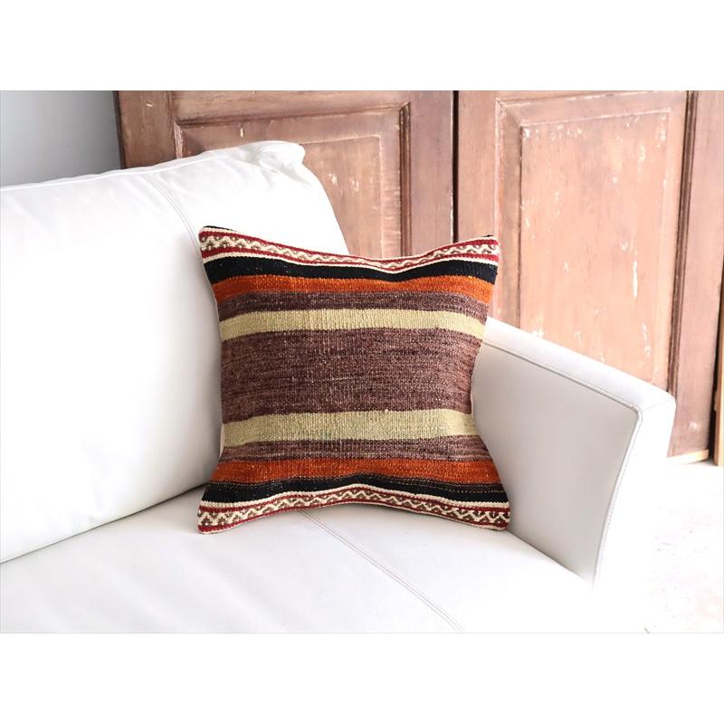 オールドキリム 40cm角クッションカバー 39×39cm ボーダー・ジジム Old Kilim Cushion |  | 01