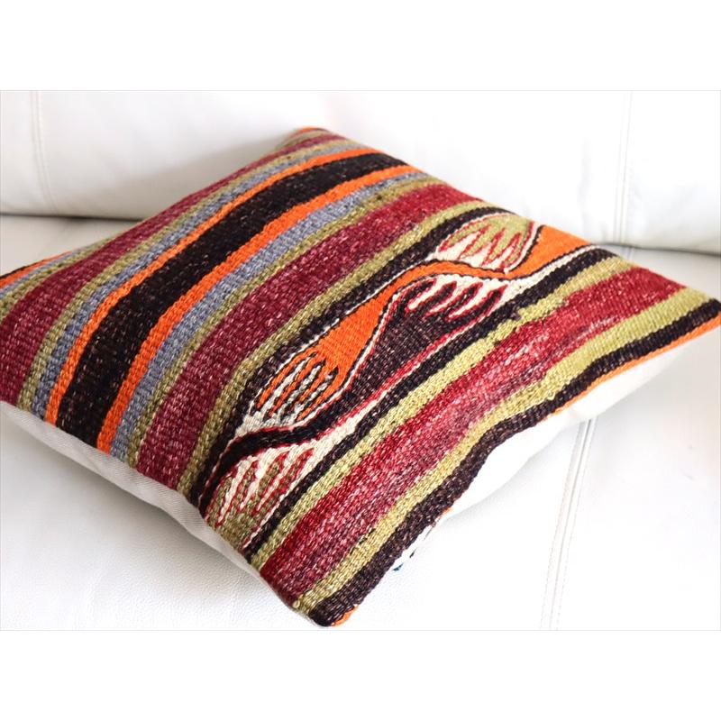オールドキリム 40cm角クッションカバー 39×40cm ボーダーと鳥のモチーフ Old Kilim Cushion |  | 03