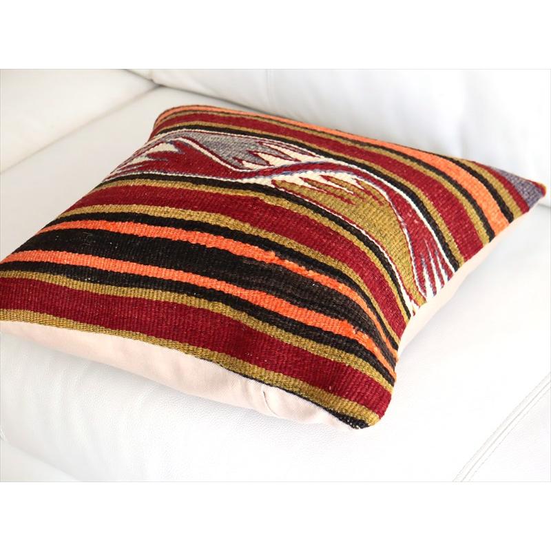 オールドキリム 40cm角クッションカバー 39×40cm ボーダーと鳥のモチーフ Old Kilim Cushion |  | 03