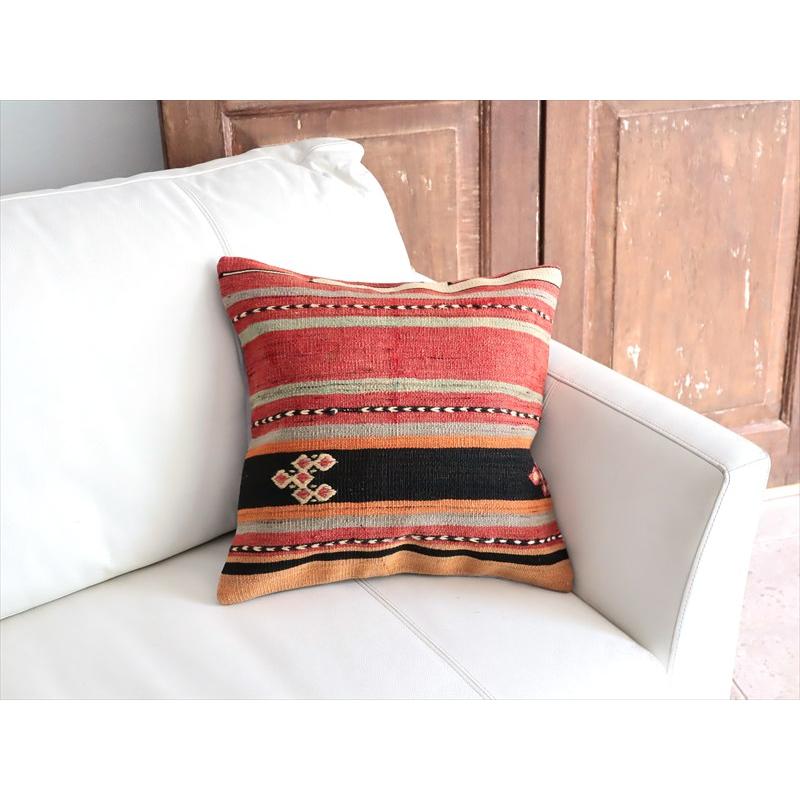 オールドキリム 40cm角クッションカバー 40×40cm ボーダー・ジジム Old Kilim Cushion |  | 01
