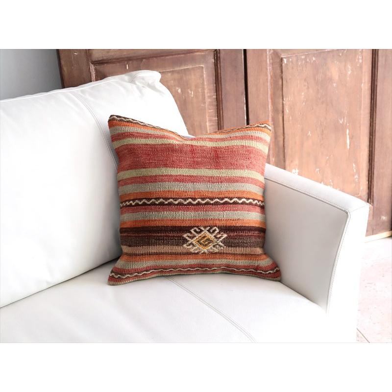 オールドキリム 40cm角クッションカバー 40×40cm ボーダー・ジジム Old Kilim Cushion |  | 01