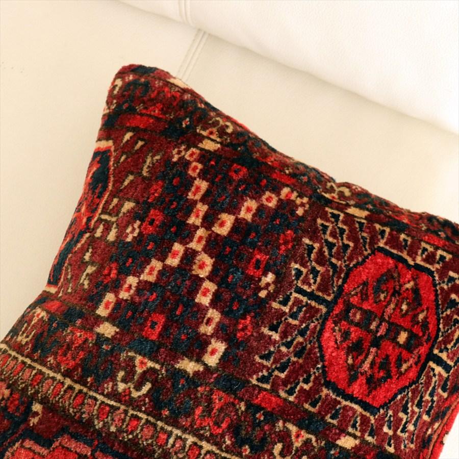 ヴィンテージラグ パイル織りラグ　クッションカバー 36×35cm コーカサス Old Carpet Cushion |  | 01