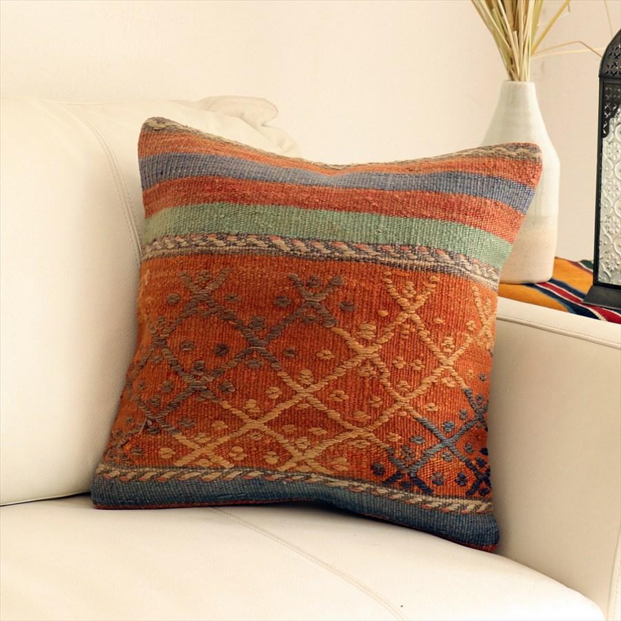 オールドキリムクッションカバー40cmサイズ 39×39cm バルケスィル・ジジム Old Kilim Cushion | 
