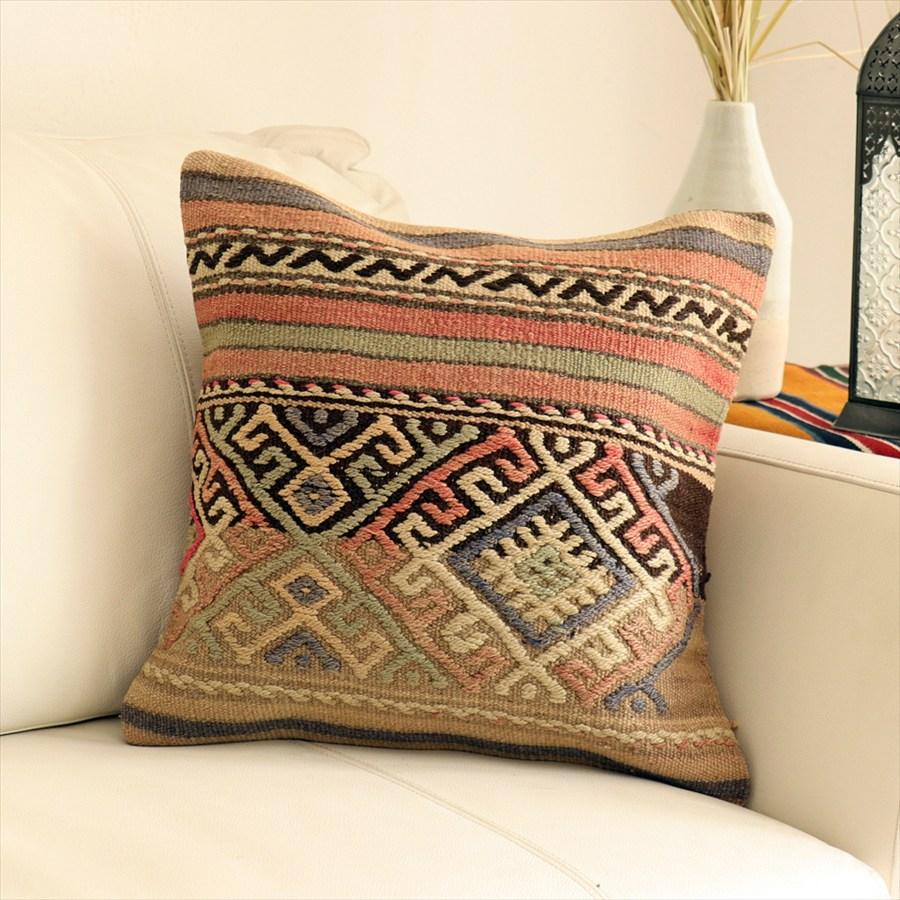オールドキリムクッションカバー40cmサイズ 40×39cm バルケスィル・ジジム Old Kilim Cushion | 