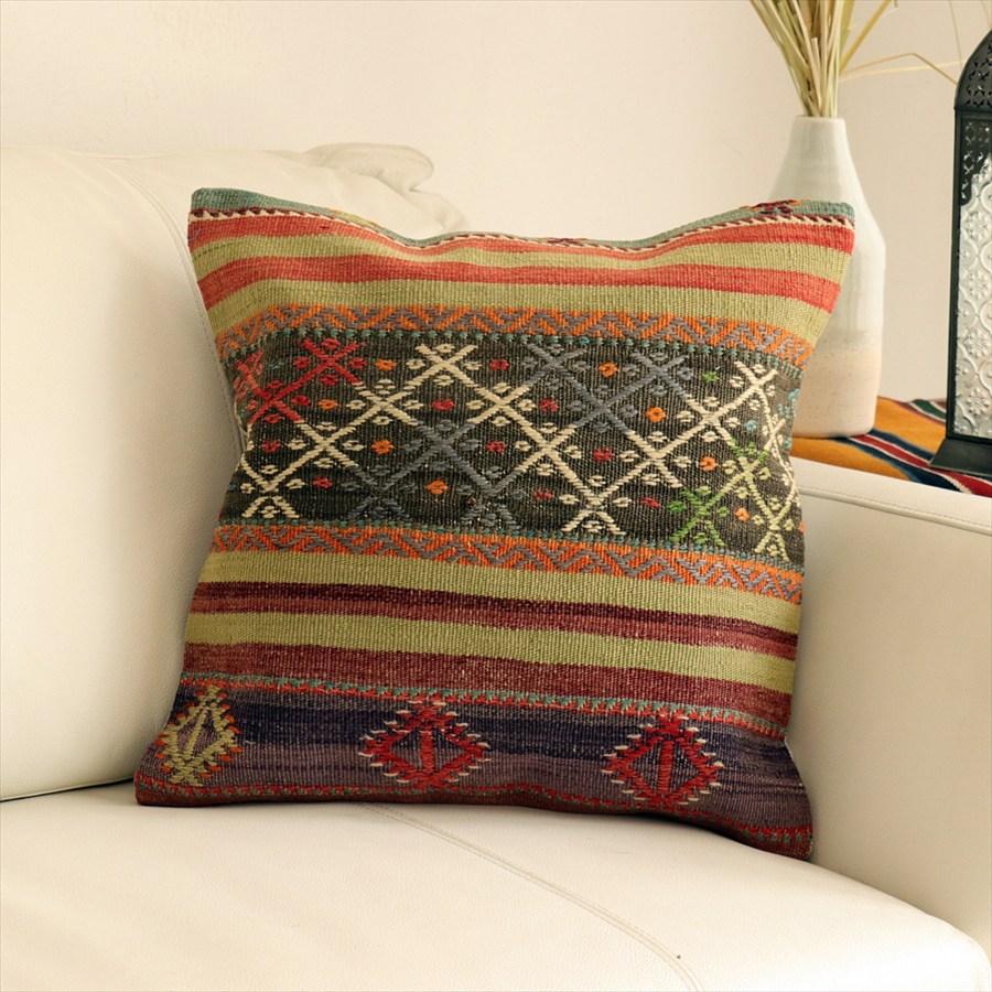 オールドキリムクッションカバー40cmサイズ 41×41cm バルケスィル・ジジム Old Kilim Cushion | 