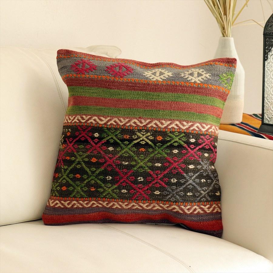 オールドキリムクッションカバー40cmサイズ 41×40cm バルケスィル・ジジム Old Kilim Cushion | 