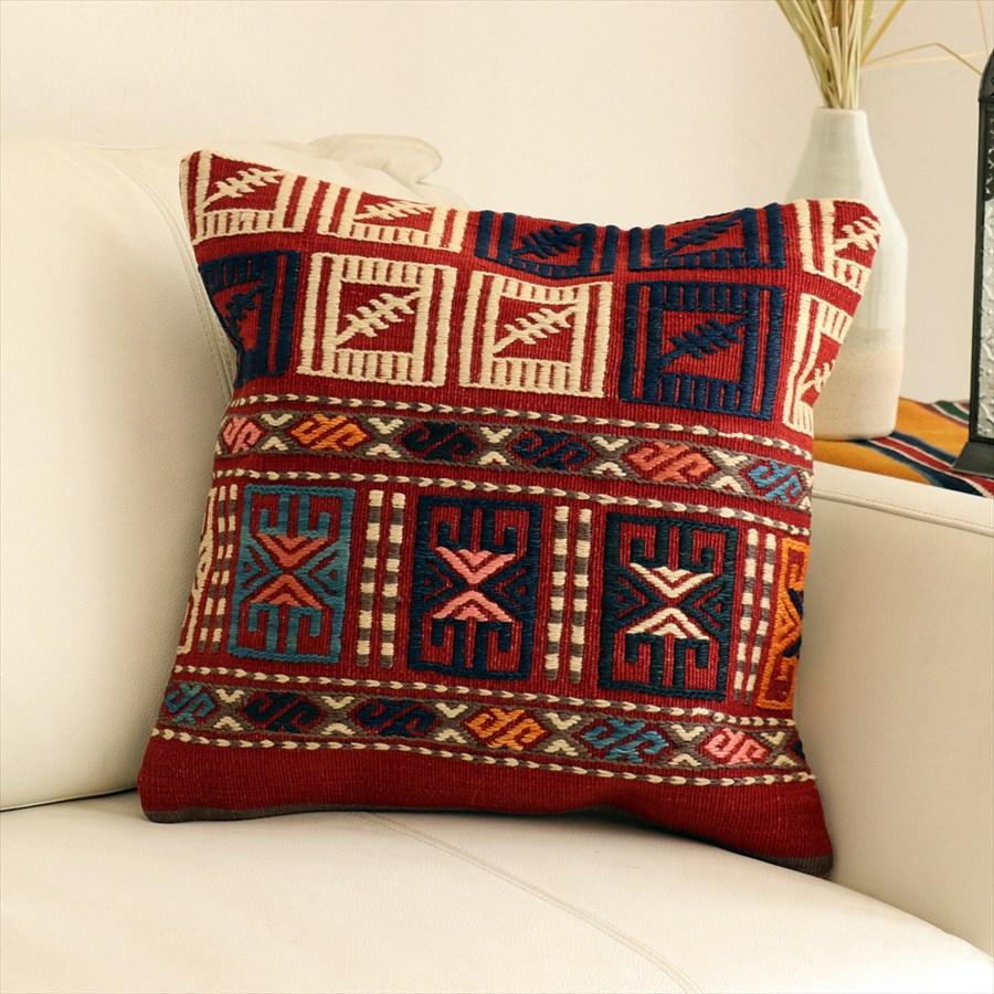 オールドキリムクッションカバー 40×40cm バルケスィル・ジジム Old Kilim Cushion | 