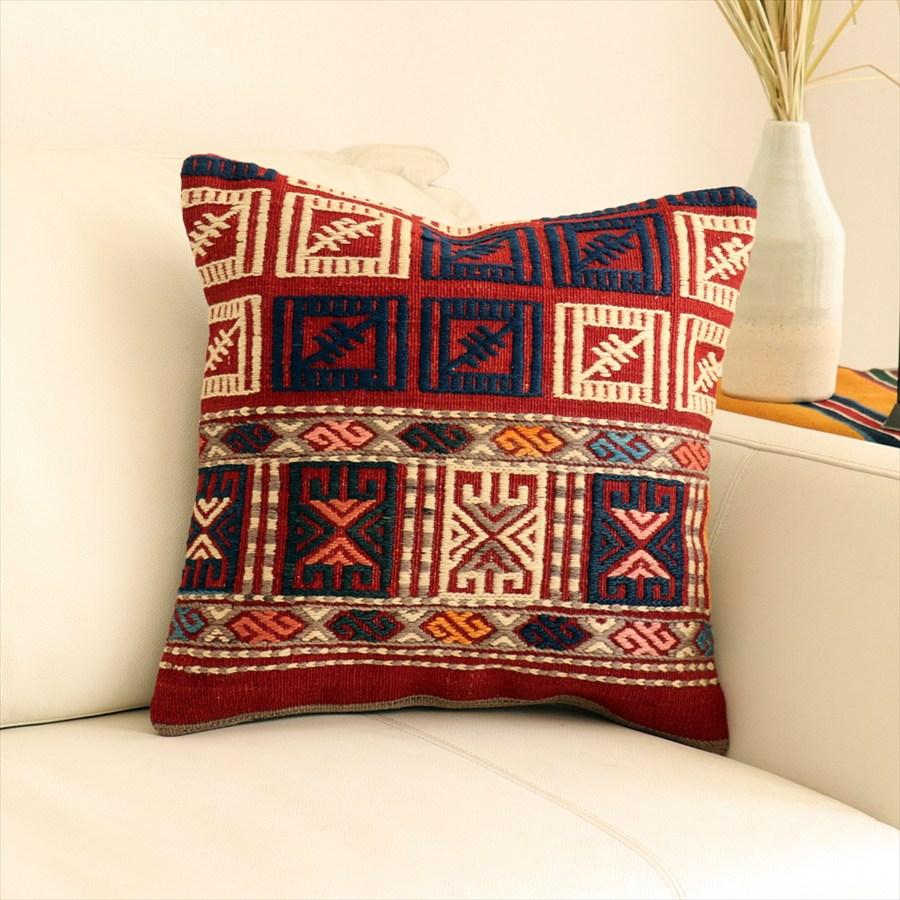 オールドキリムクッションカバー 40×40cm バルケスィル・ジジム Old Kilim Cushion | 
