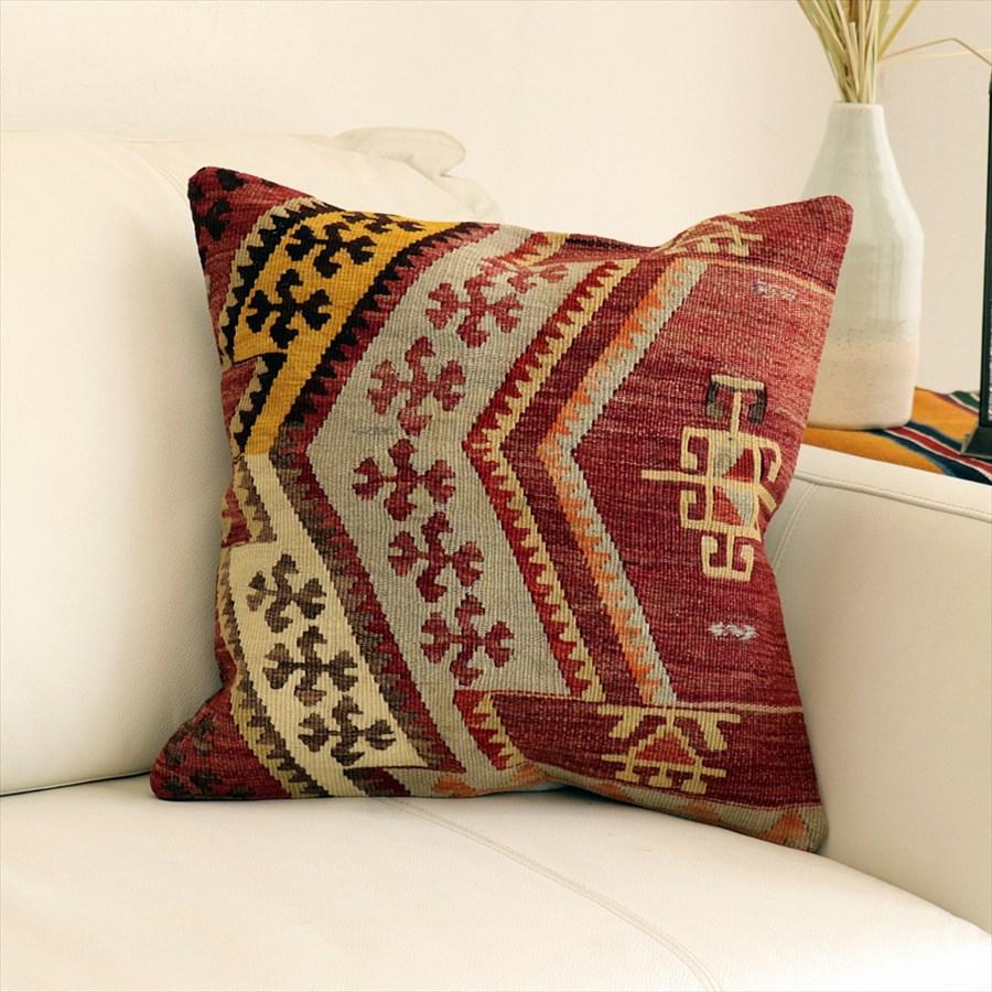 オールドキリムクッションカバー 40×39cm シワス・チフカナットキリム Old Kiilim Cushion | 