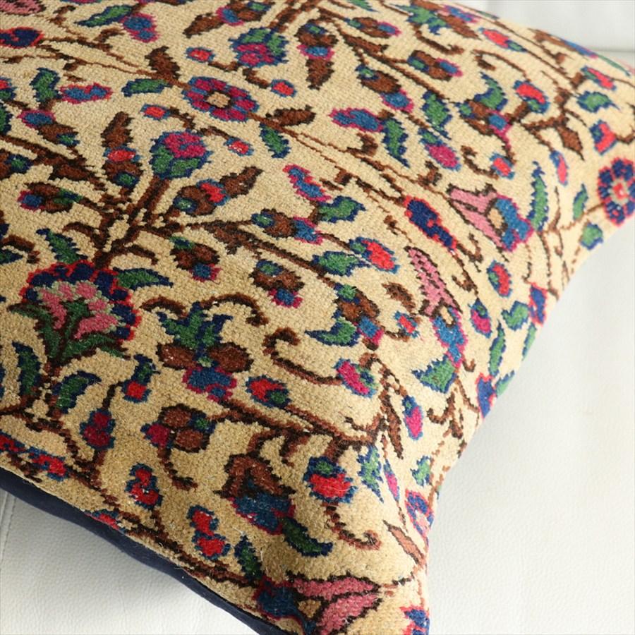 クッションカバー ヴィンテージ パイル織り 45×45cm トルコ絨毯フラワーデザイン Old Carpet Cushion |  | 02