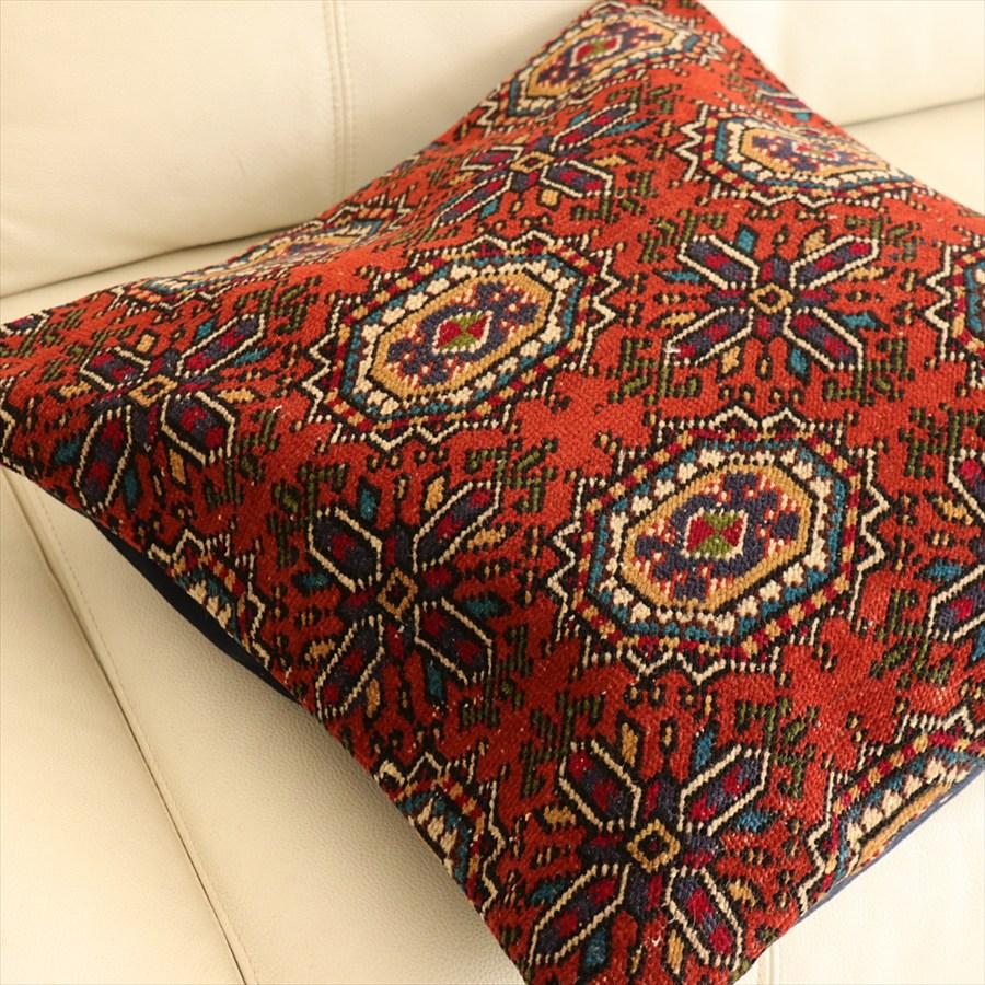 クッションカバー ヴィンテージ パイル織り 絨毯 45×45cm トルクメン ヤムート レッド Old Carpet Cushion |  | 01