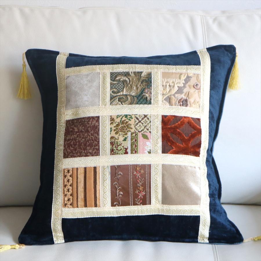 シュニール素材 モザイククッションカバー 45cmサイズ パッチワーク | 