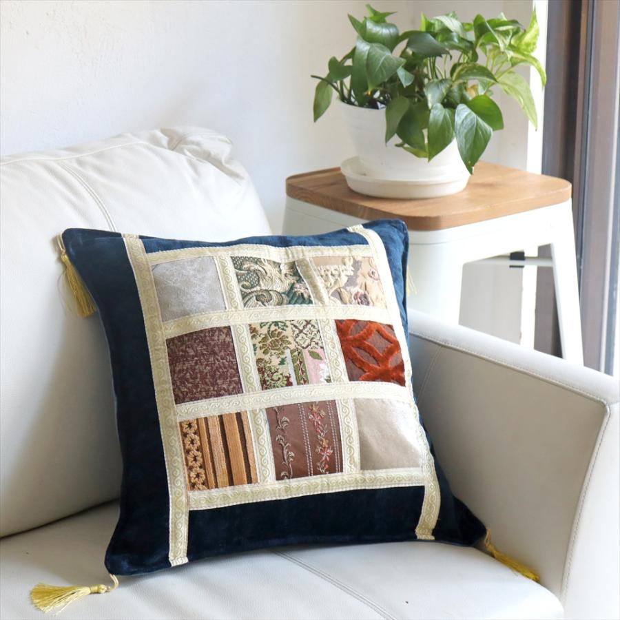 シュニール素材 モザイククッションカバー 45cmサイズ パッチワーク |  | 01