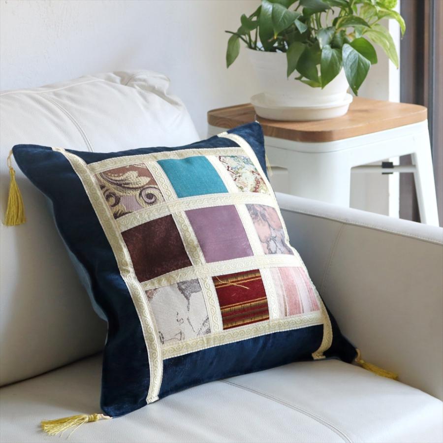 シュニール素材 モザイククッションカバー 45cmサイズ パッチワーク |  | 01