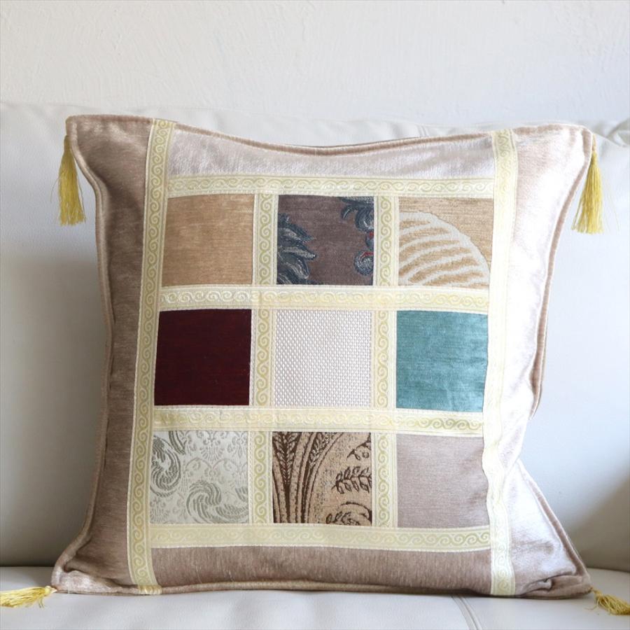 シュニール素材 モザイククッションカバー 45cmサイズ パッチワーク | 