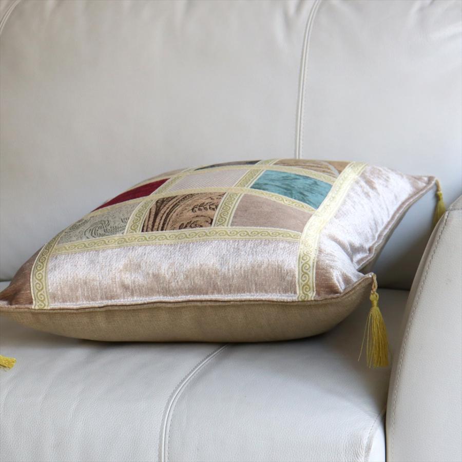 シュニール素材 モザイククッションカバー 45cmサイズ パッチワーク |  | 02