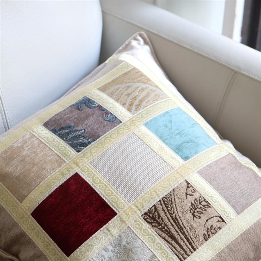 シュニール素材 モザイククッションカバー 45cmサイズ パッチワーク |  | 03