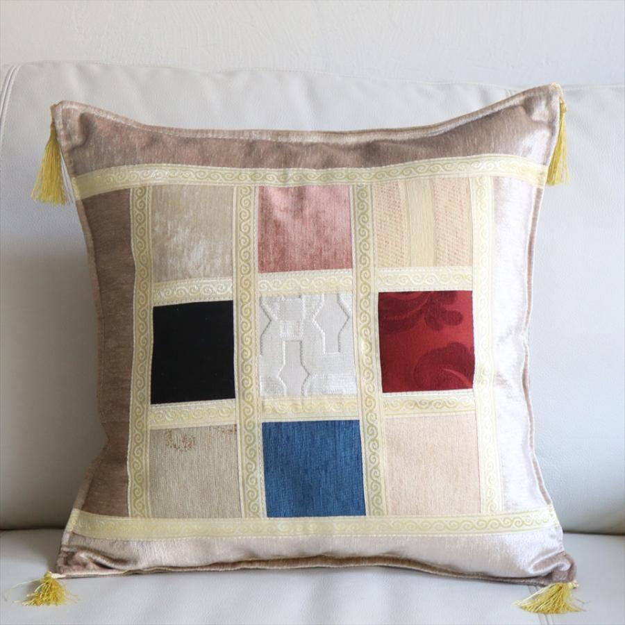 シュニール素材 モザイククッションカバー 45cmサイズ パッチワーク | 